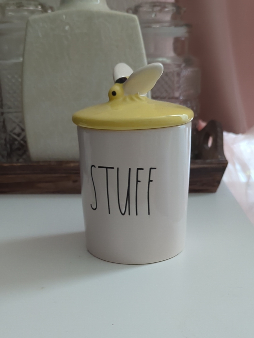 Rae Dunn White Ceramic Canister Base with Black Logo